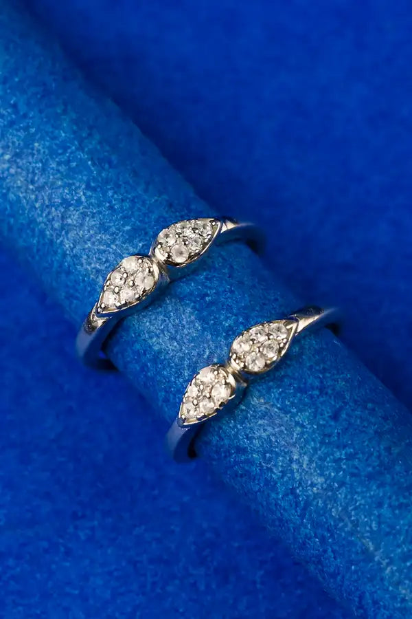 Crystal Leaf Duo Silver 925 Adjustable Trendy Toe Ring For Women