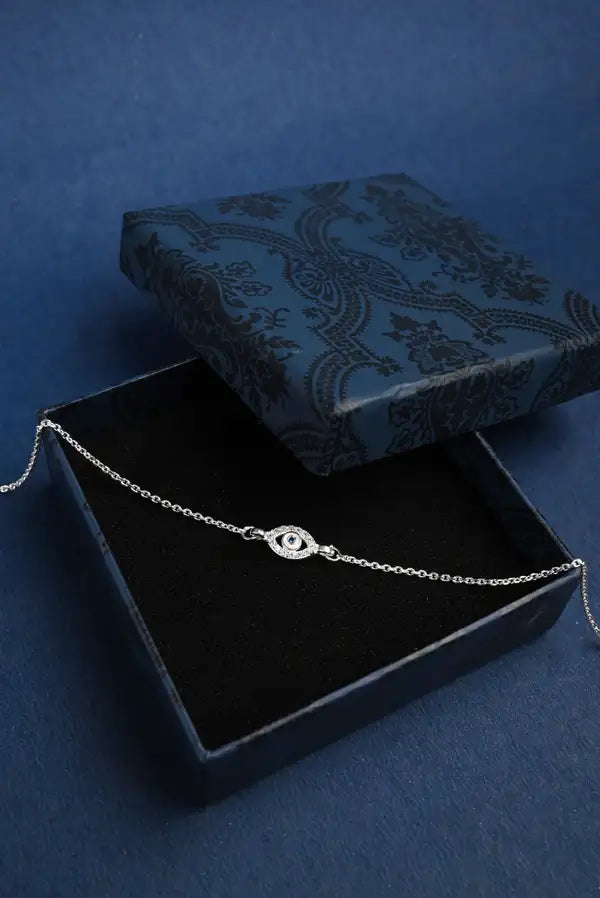 Evil Eye 925 Silver Single Anklet for Girls