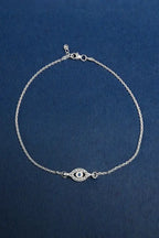 Evil Eye 925 Silver Single Anklet for Girls