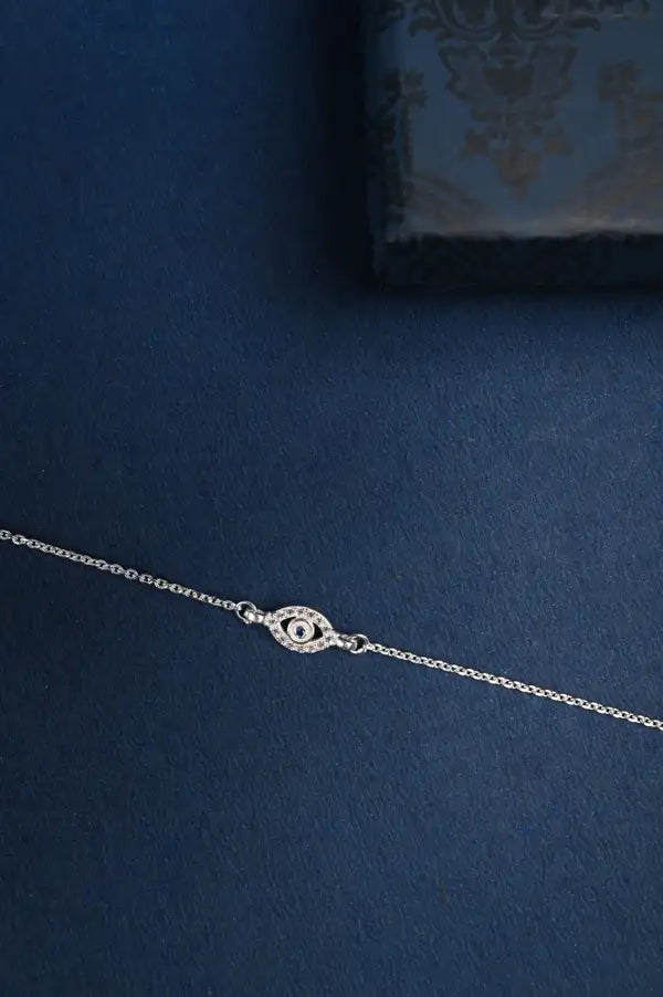 Evil Eye 925 Silver Single Anklet for Girls