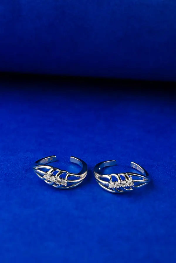 Triple Shimmer Silver 925 Adjustable Trendy Toe Ring For Women