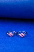 Pink Petal Silver 925 Adjustable Trendy Toe Ring For Women