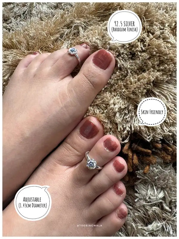 Midnight Blossom Silver 925 Adjustable Trendy Toe Ring For Women