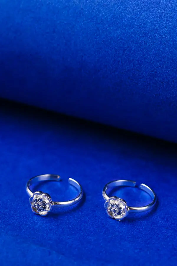Midnight Blossom Silver 925 Adjustable Trendy Toe Ring For Women