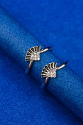 Black Fan Crystal Silver 925 Adjustable Trendy Toe Ring For Women
