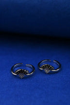 Black Fan Crystal Silver 925 Adjustable Trendy Toe Ring For Women