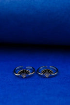 Black Fan Crystal Silver 925 Adjustable Trendy Toe Ring For Women