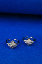 Crystal Petal Bow Silver 925 Adjustable Trendy Toe Ring For Women
