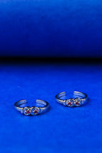 Ruby Hearts Silver 925 Adjustable Trendy Toe Ring For Women