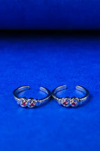 Ruby Hearts Silver 925 Adjustable Trendy Toe Ring For Women