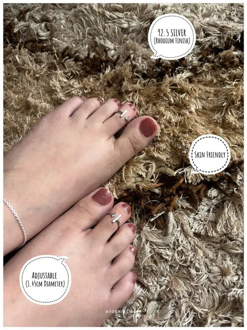 Bar Shine Silver 925 Adjustable Trendy Toe Ring For Women
