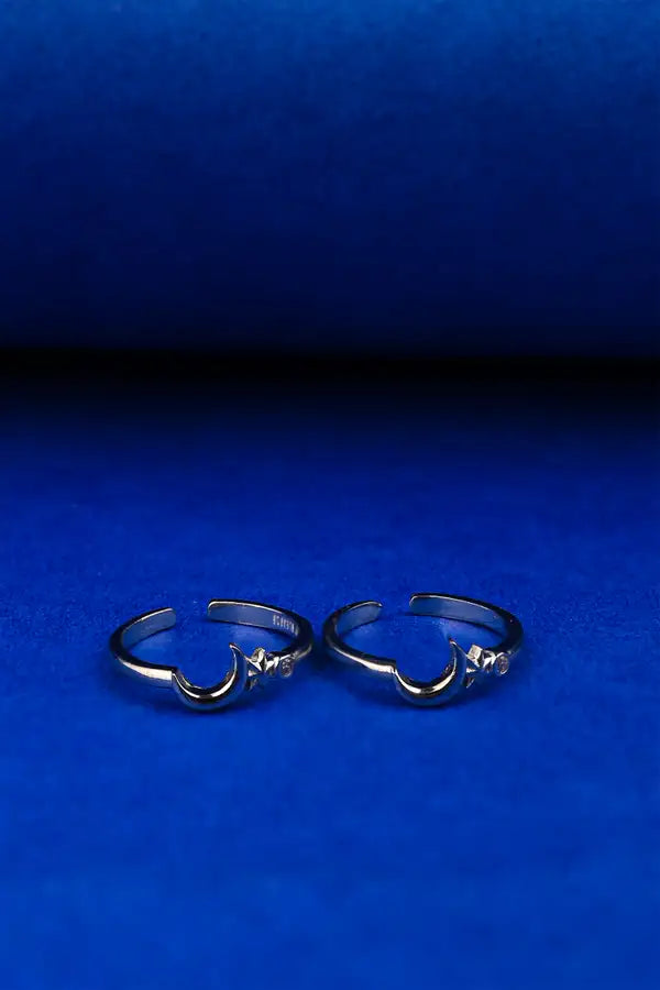 Crescent Star Silver 925 Adjustable Trendy Toe Ring For Women