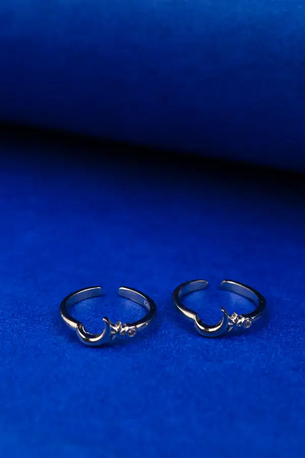 Crescent Star Silver 925 Adjustable Trendy Toe Ring For Women