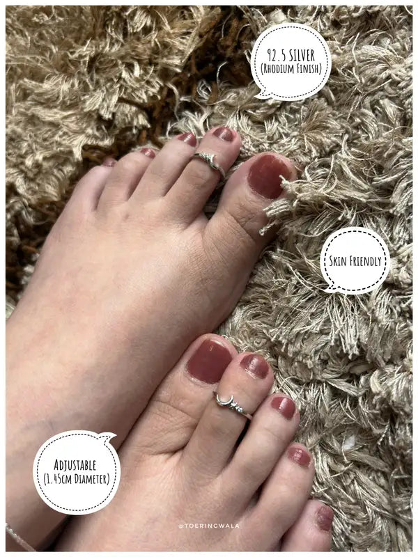 Crescent Star Silver 925 Adjustable Trendy Toe Ring For Women