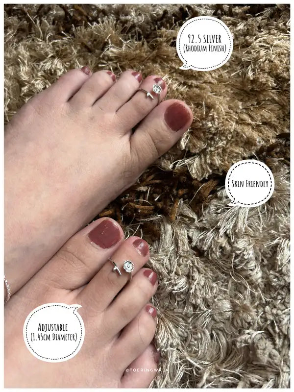 Daisy Curve Silver 925 Adjustable Trendy Toe Ring For Women