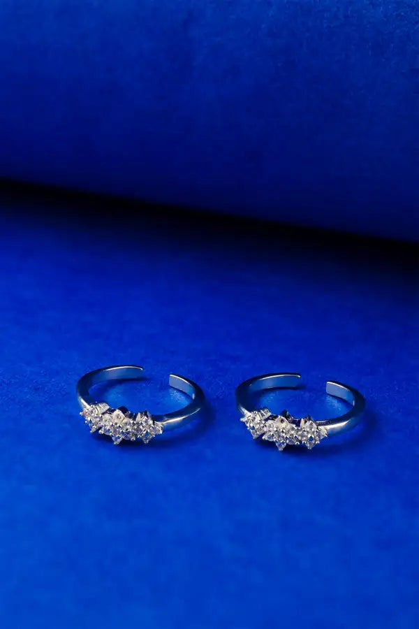 Star Cluster Silver 925 Adjustable Trendy Toe Ring For Women