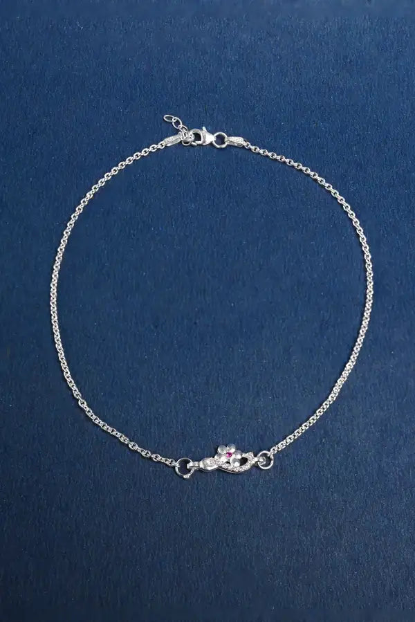 Floral Spark 925 Silver Single Anklet for Girls