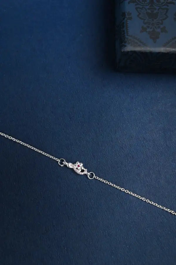 Floral Spark 925 Silver Single Anklet for Girls