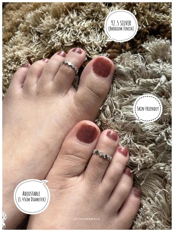 Geometric Shine Silver 925 Adjustable Trendy Toe Ring For Women