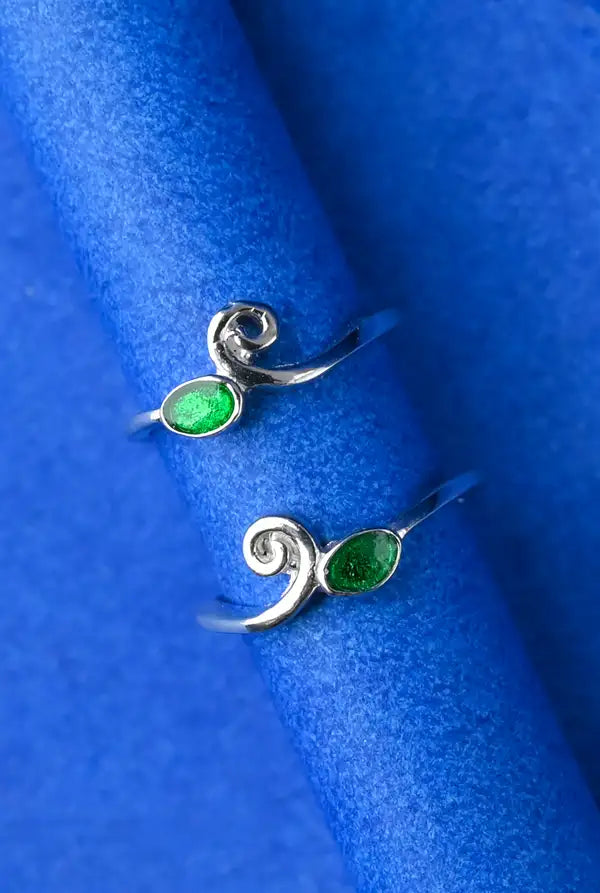 Emerald Swirl Silver 925 Adjustable Trendy Toe Ring For Women