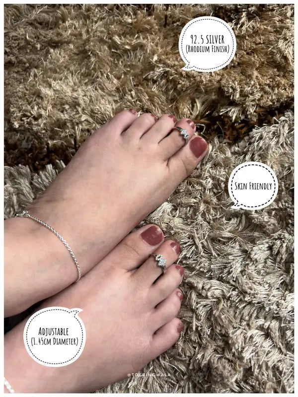 Marquise Sparkle Silver 925 Adjustable Trendy Toe Ring For Women