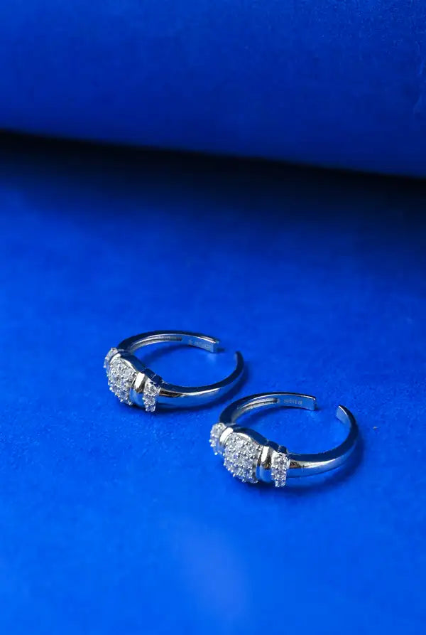 Bridal Sparkle Silver 925 Adjustable Trendy Toe Ring For Women