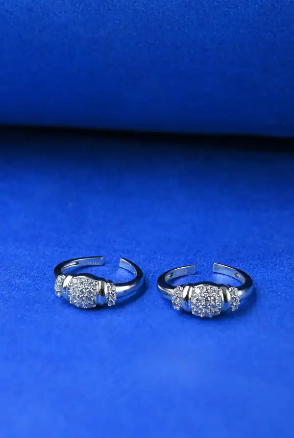Bridal Sparkle Silver 925 Adjustable Trendy Toe Ring For Women