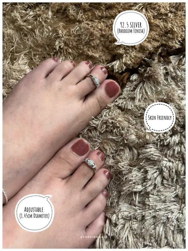 Bridal Sparkle Silver 925 Adjustable Trendy Toe Ring For Women