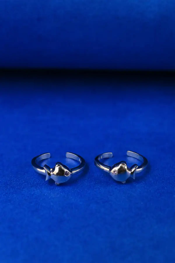 Playful Fish Silver 925 Adjustable Trendy Toe Ring For Women