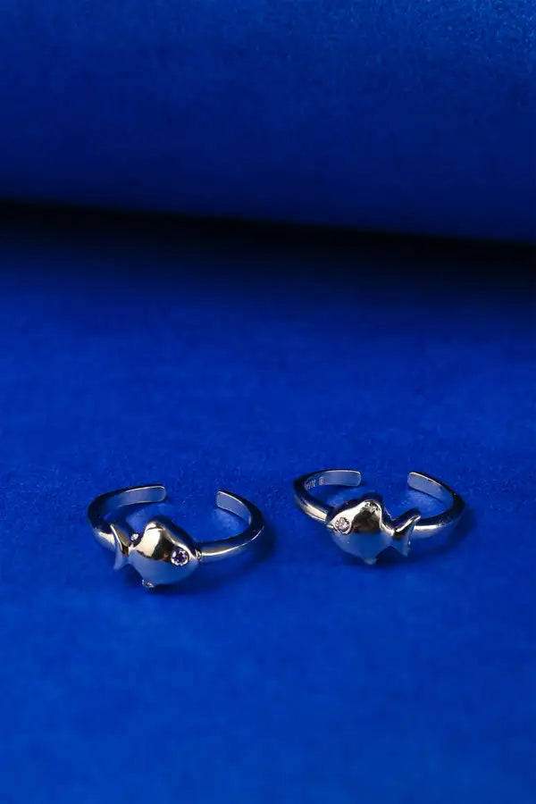 Playful Fish Silver 925 Adjustable Trendy Toe Ring For Women