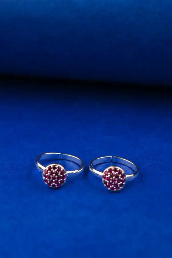 Pink Cluster Silver 925 Adjustable Trendy Toe Ring For Women