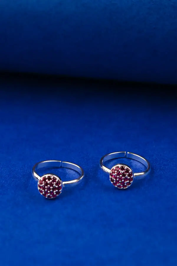 Pink Cluster Silver 925 Adjustable Trendy Toe Ring For Women