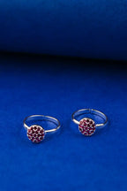 Pink Cluster Silver 925 Adjustable Trendy Toe Ring For Women