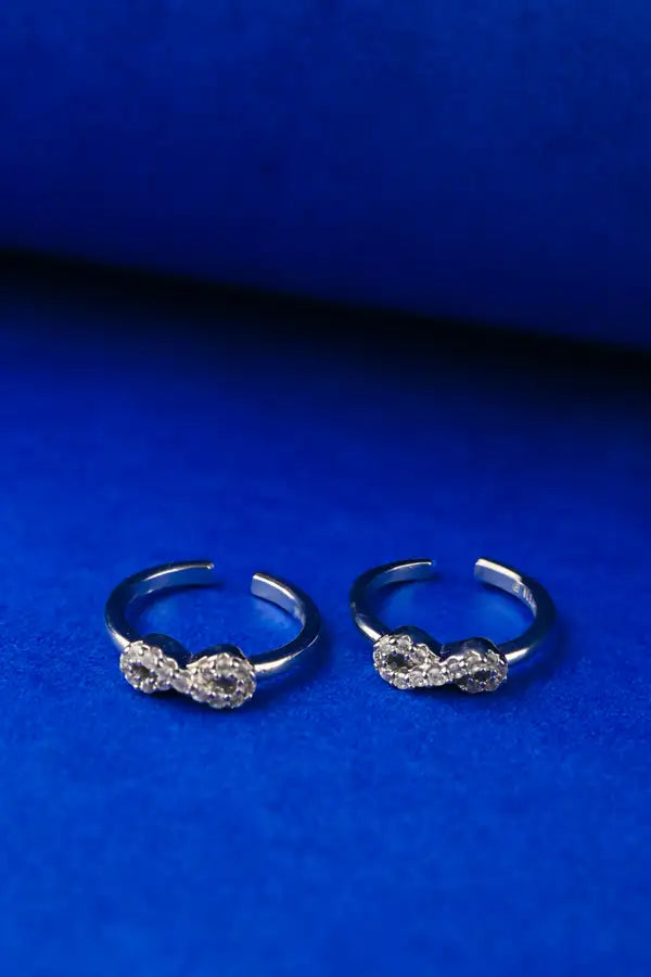 Infinity Sparkle Silver 925 Adjustable Trendy Toe Ring For Women