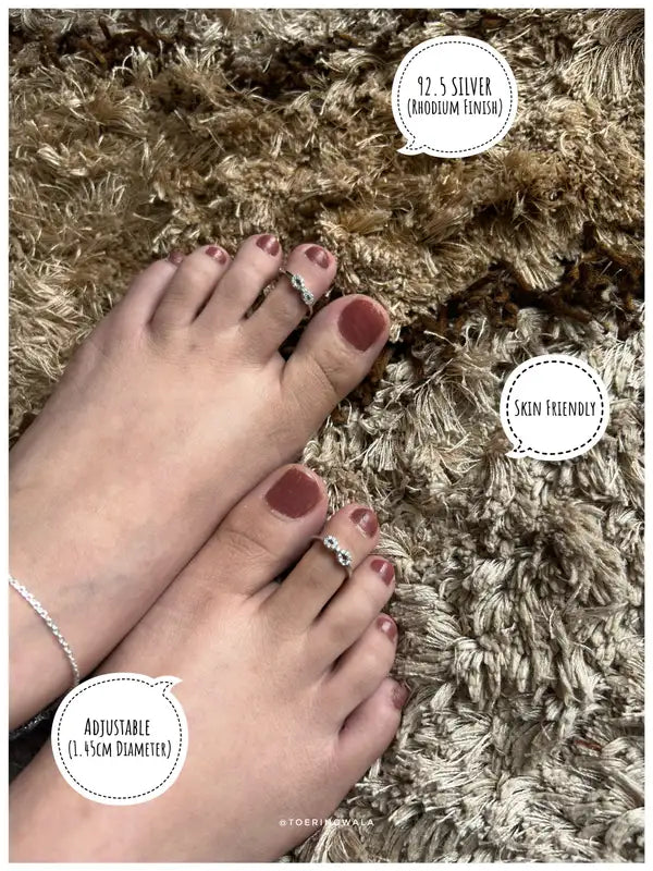 Infinity Sparkle Silver 925 Adjustable Trendy Toe Ring For Women