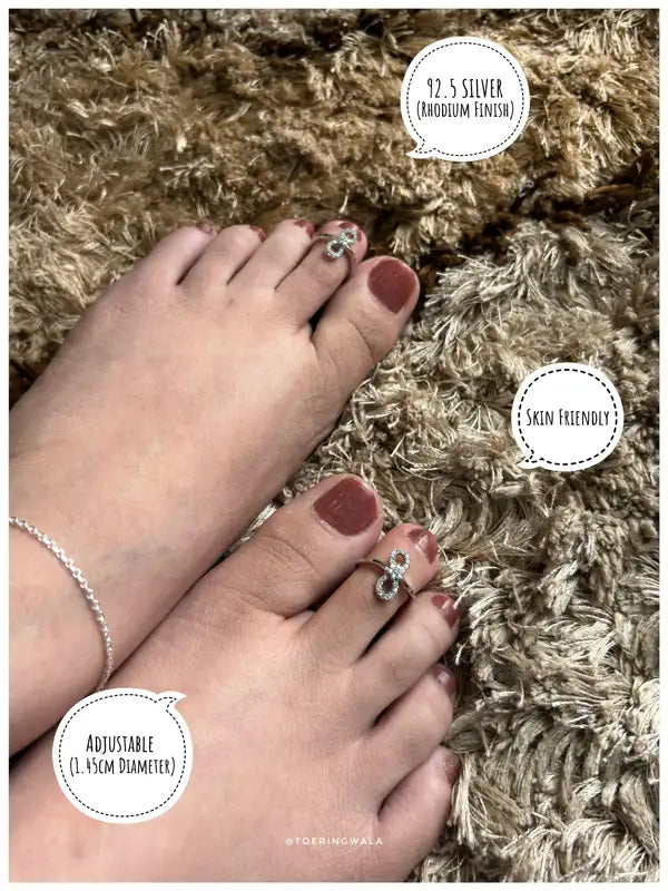Heartful Wings Silver 925 Adjustable Trendy Toe Ring For Women