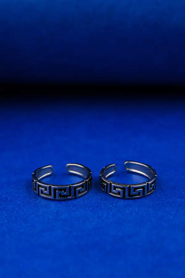 Greek Key Band Silver 925 Adjustable Trendy Toe Ring For Women