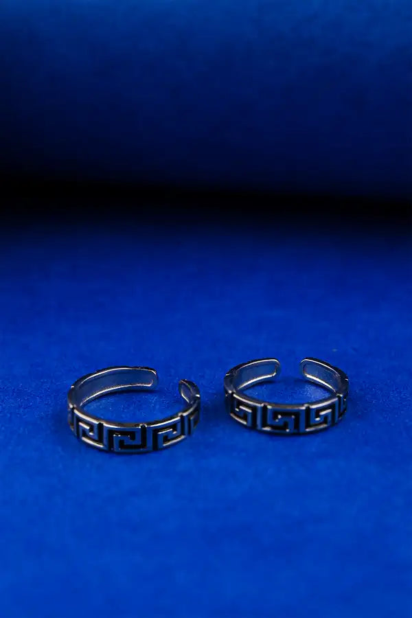 Greek Key Band Silver 925 Adjustable Trendy Toe Ring For Women
