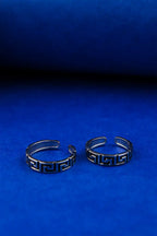Greek Key Band Silver 925 Adjustable Trendy Toe Ring For Women