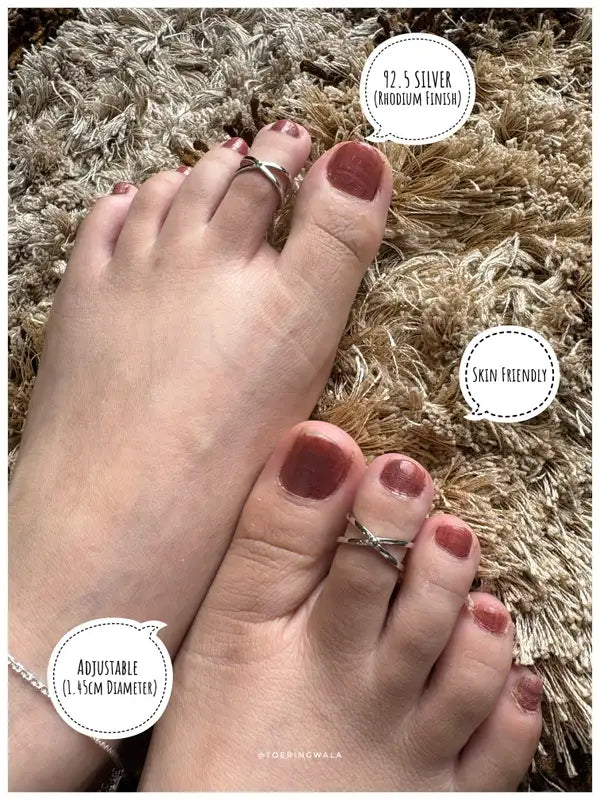X-Band Silver 925 Adjustable Trendy Toe Ring For Women