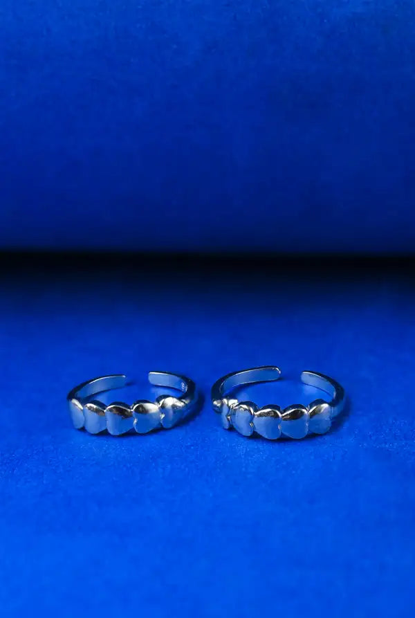 Five Hearts Silver 925 Adjustable Trendy Toe Ring For Women