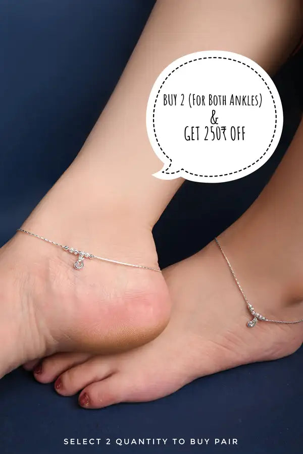 Bird Drop Bead 925 Silver Single Anklet for Girls
