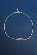 Infinity Heart Silver Single Anklet For Girls