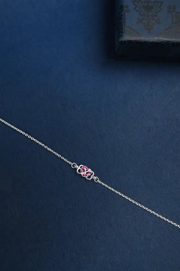 Infinity Heart Silver Single Anklet For Girls