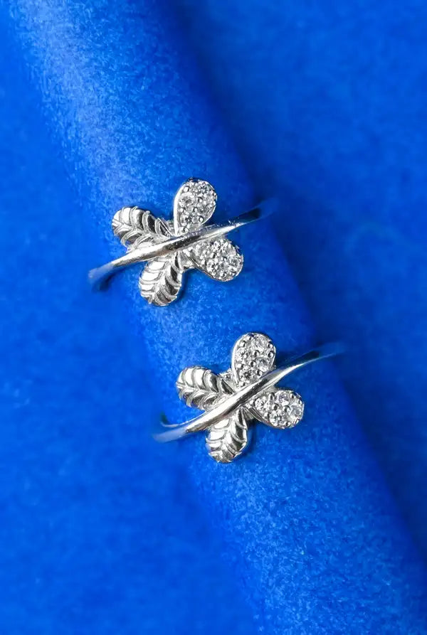 Crystal Bloom Silver 925 Adjustable Trendy Toe Ring For Women