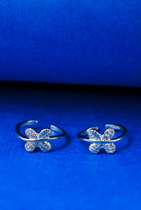 Crystal Bloom Silver 925 Adjustable Trendy Toe Ring For Women