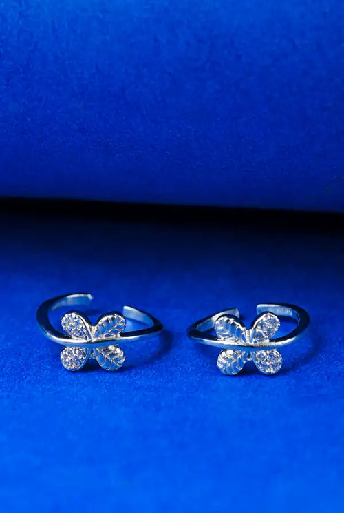 Crystal Bloom Silver 925 Adjustable Trendy Toe Ring For Women