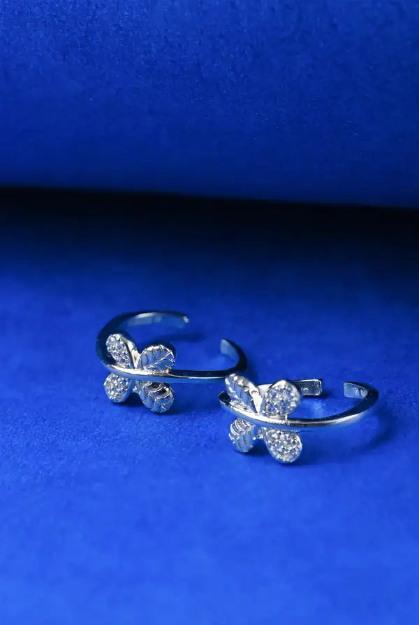 Crystal Bloom Silver 925 Adjustable Trendy Toe Ring For Women