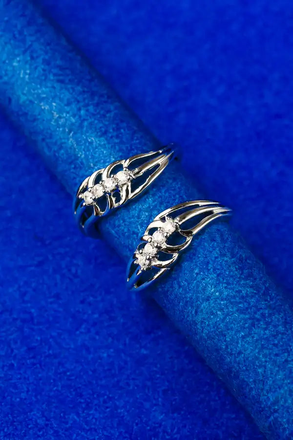 Triple Shimmer Silver 925 Adjustable Trendy Toe Ring For Women
