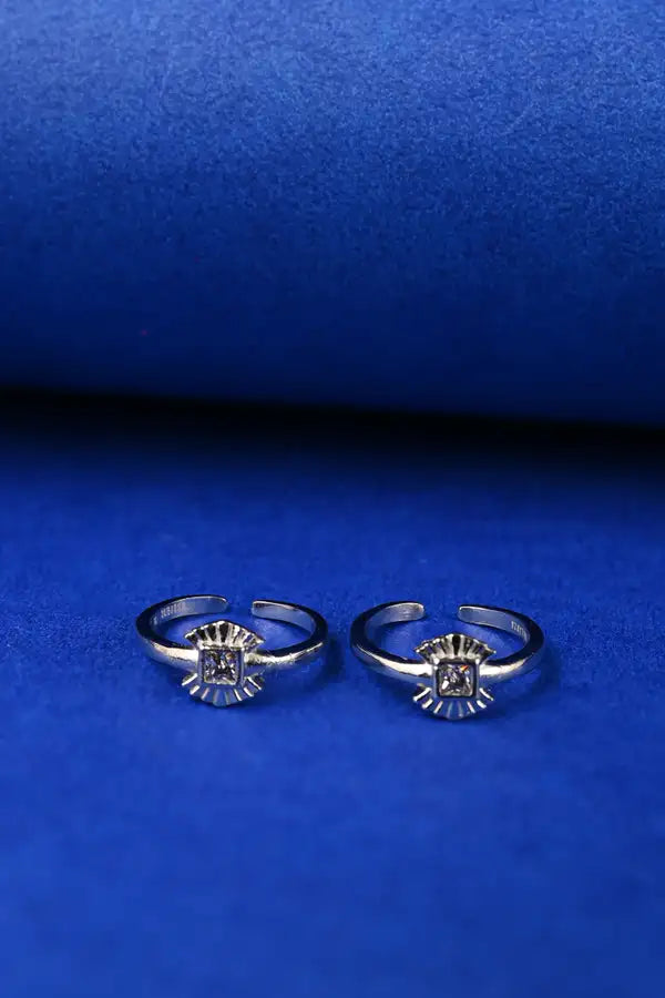 Diamond Square Silver 925 Adjustable Trendy Toe Ring For Women